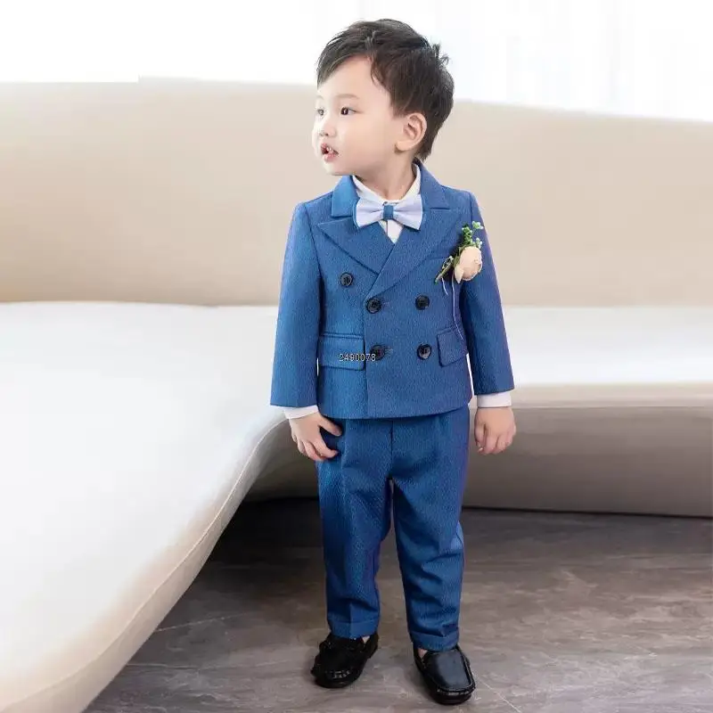 Children Shiny Wedding Suit Baby Boys 1 Year Birthday Dress Kids Luxurious Photograph Suit Child Performance Party Show Dress