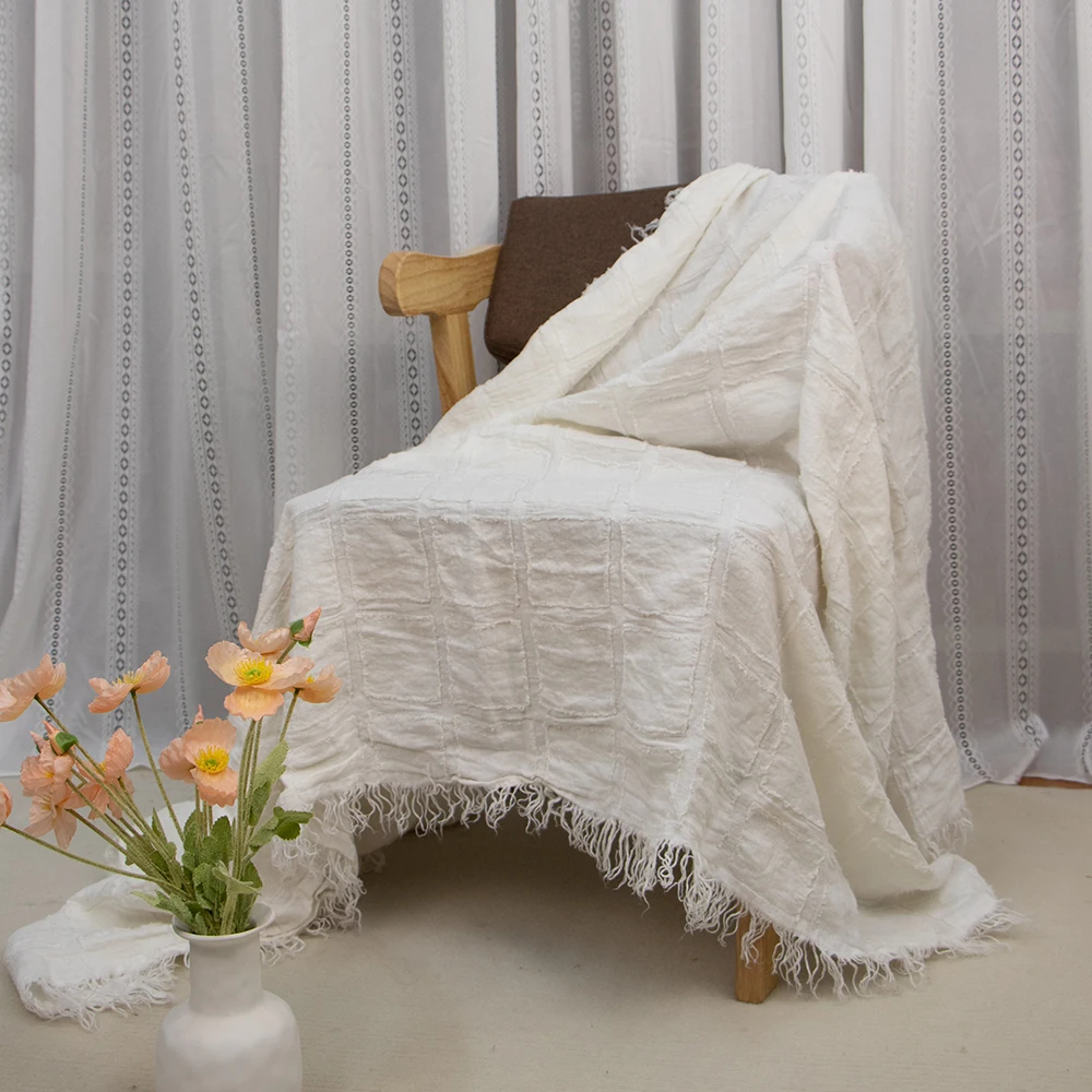 

High Quality 10pcs Airplane Travel Cloudy 100% Linen 70cm X 100cm Trendy Crib Throw Blanket Autumn Gift Woven 3 Meter Cotton