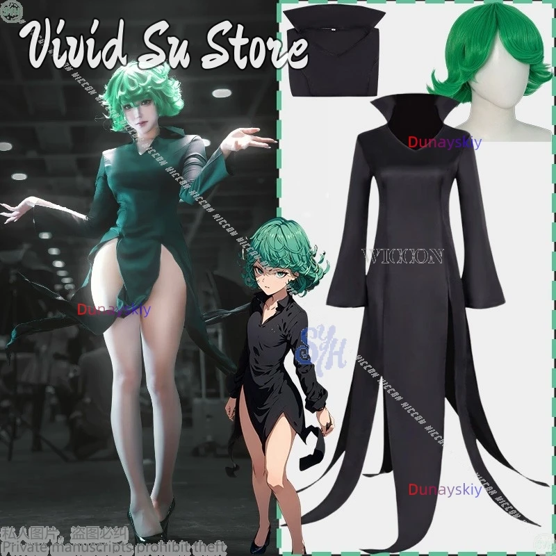 

Аниме One Косплей Puncc Tatsumaki Костюм Сексуальное Длинное Черное Платье Ведьма Волшебная Униформа Девочки Гот Лолита Y2K Jirai Kei Хэллоуин