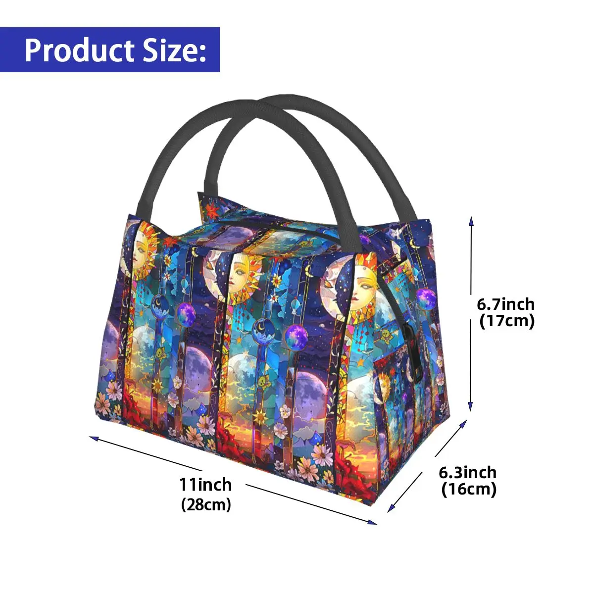 Trendy Sun Moon Boho Cosmos Astrology Insulated Lunch Bag Picnic Storage Food Boxes Container Cooler Thermal Lunch Box Tote