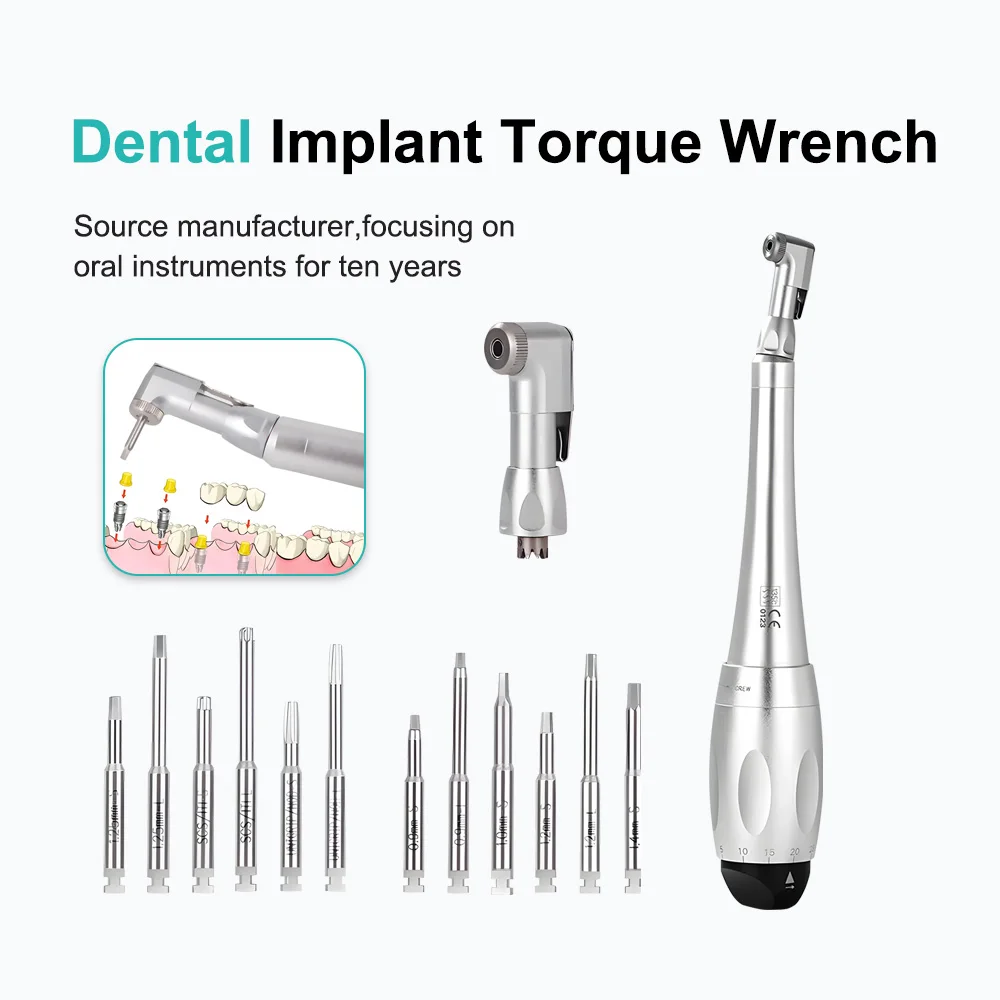 

Dental Universal Implant Torque Wrench With 12pcs Drivers Dentistry Ratchet Latch Head Handpiece 5 To 35 N.cm Dentist Equipment