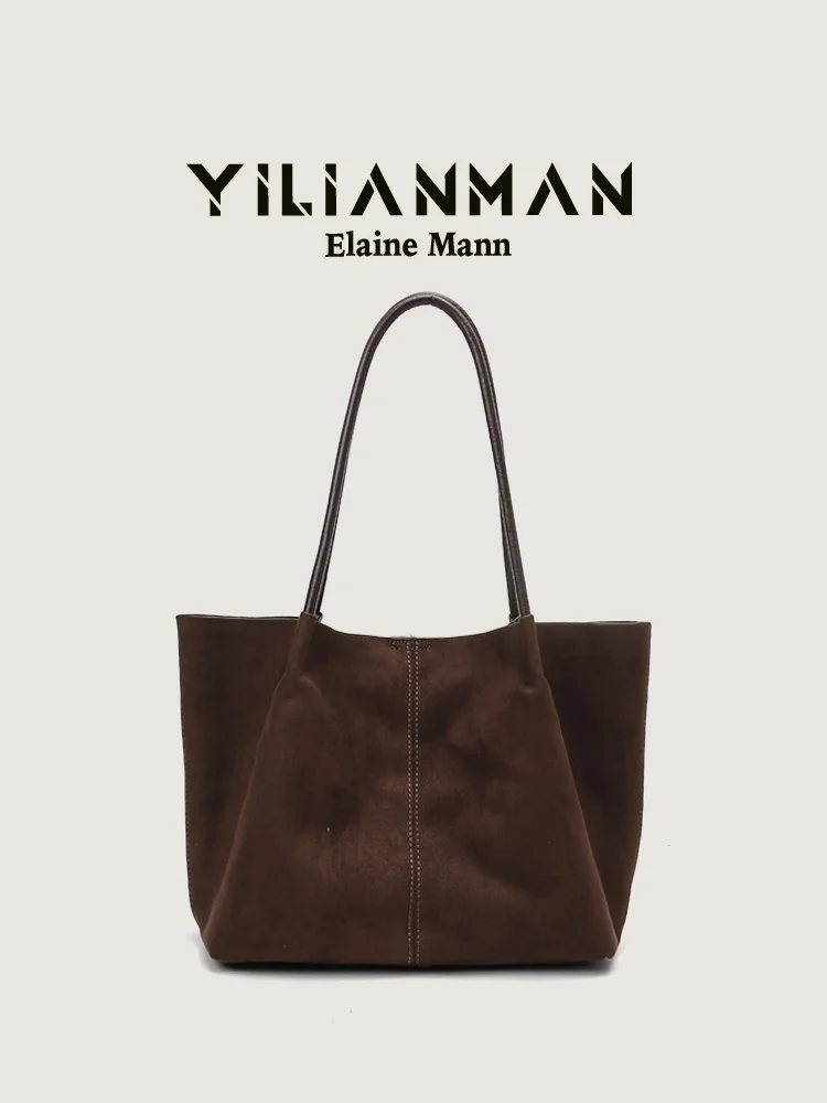 Elegant Vintage Suede Tote Bag Large Capacity Commuter Single Shoulder Bag Original Design Casual Chic Style Magnetic Buckle ...