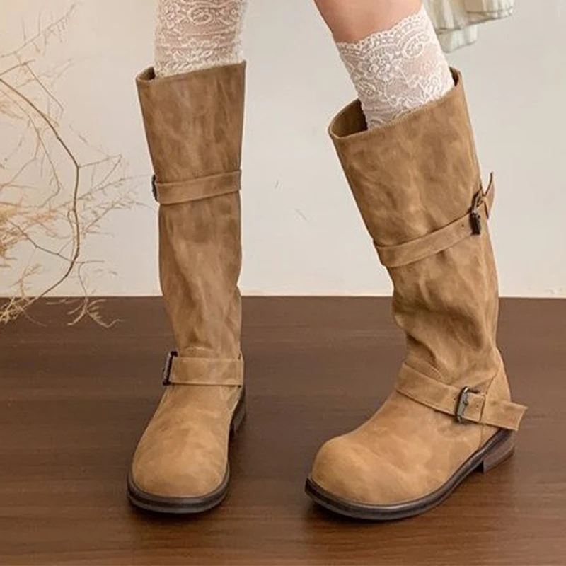 

Long Boots Women Suede Fashion Heeled Shoes Designer Knee High Woman Boots 2025 Luxury New Trend Goth Chelsea Botas De Mujer