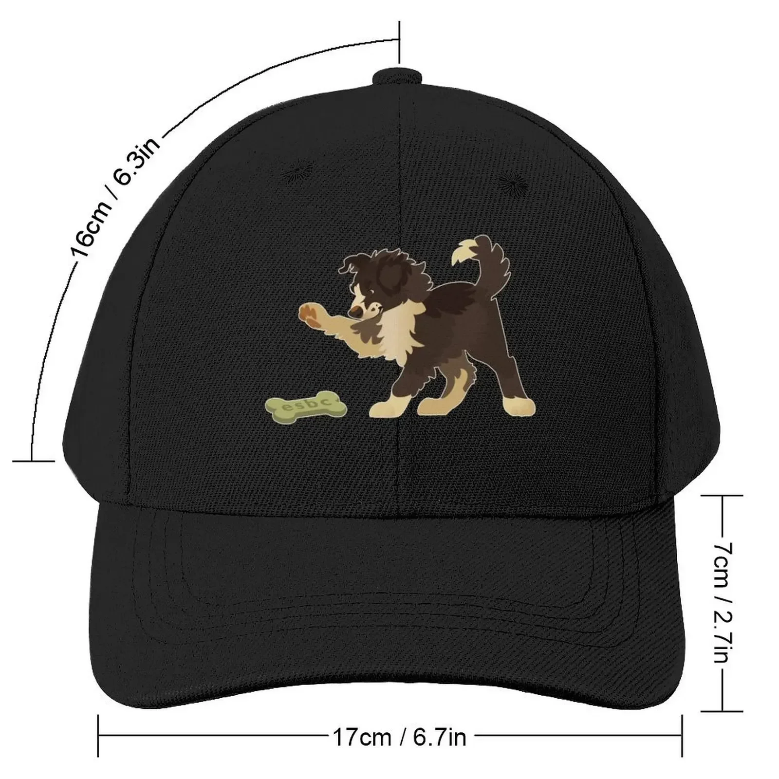 English Shepherd Puppy- Black and White Baseball Cap Bobble Hat cute Anime Hat Baseball Men Women's