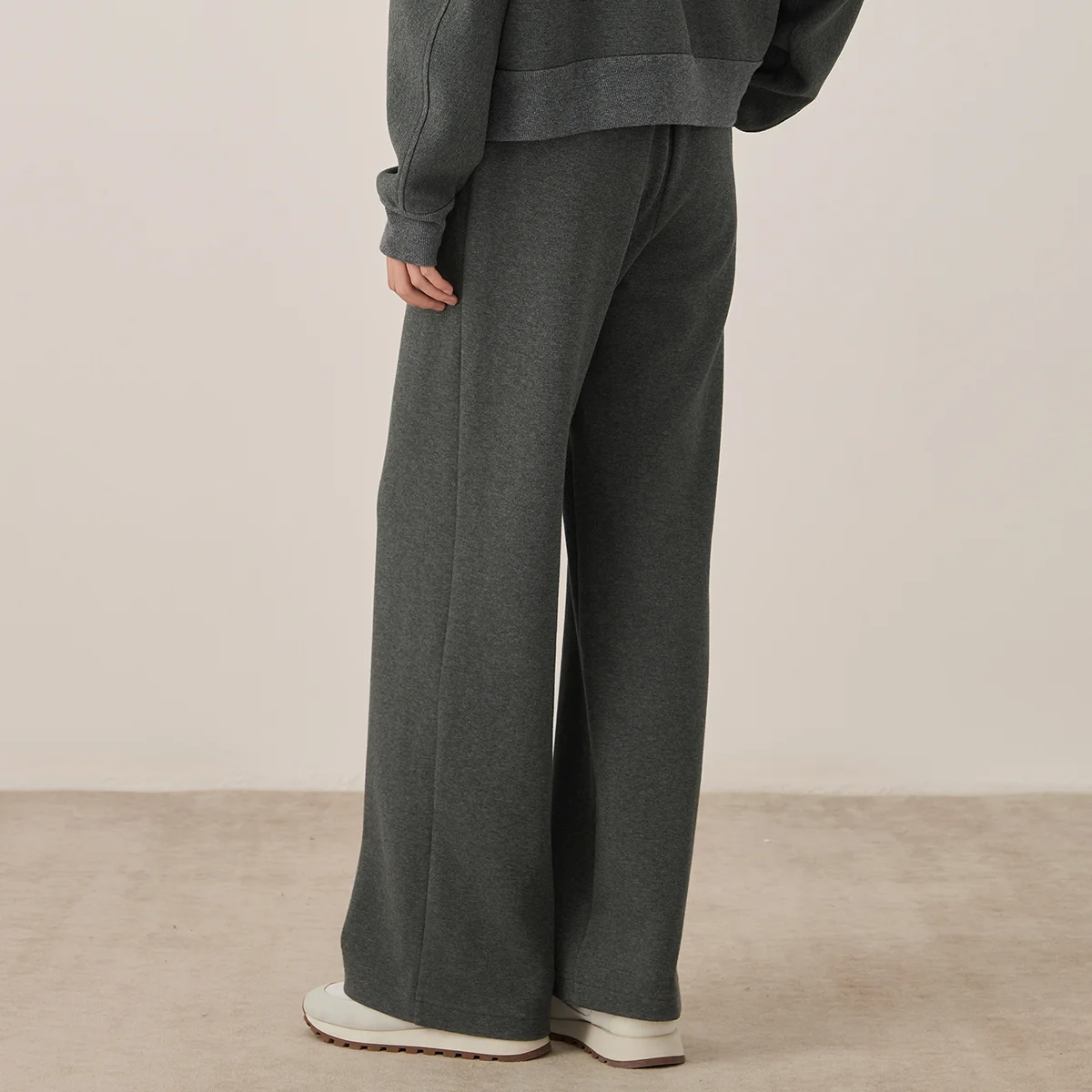KX7523317 Women's Wide Leg Pants with Drawstring Elastic Waist Clothing Trousers Fall Cotton Blend