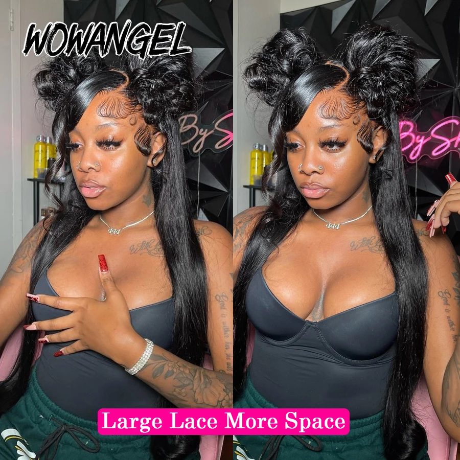 Wow Angel HD Lace Full Frontal Wigs 250% Straight 5x5 HD Lace Closure Wig Human Hair Wigs Skins Melted Remy Brazilian For Woman