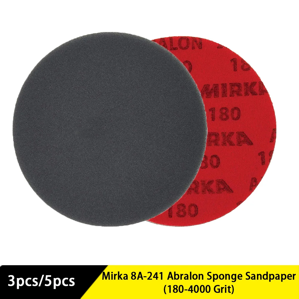 Mirka 8A-241 Abralon 180-4000 그릿 스폰지 상딩 디스크 폼 후크 및 루프 사포, 5 인치 6 인치 연마 및 버핑 디스크