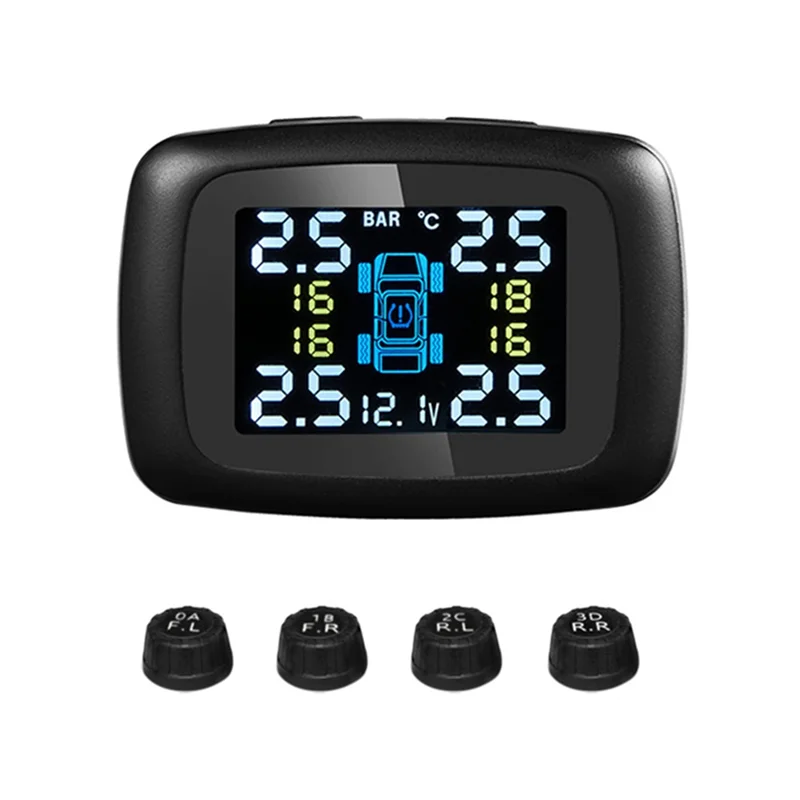 A30F-TPMS شاحن سيارة Tpms الاستشعار نظام مراقبة ضغط الإطارات السيارات الإطارات ضغط الهواء إنذار الأمن 4 أجهزة الاستشعار