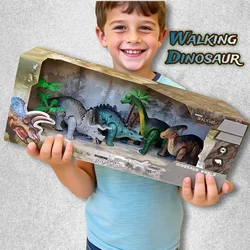A Gift Set Of Dinosaur Toys, Running Mechanical Animal Toy That Walks Automatically When Wound Up. Birthday Gift For Children.