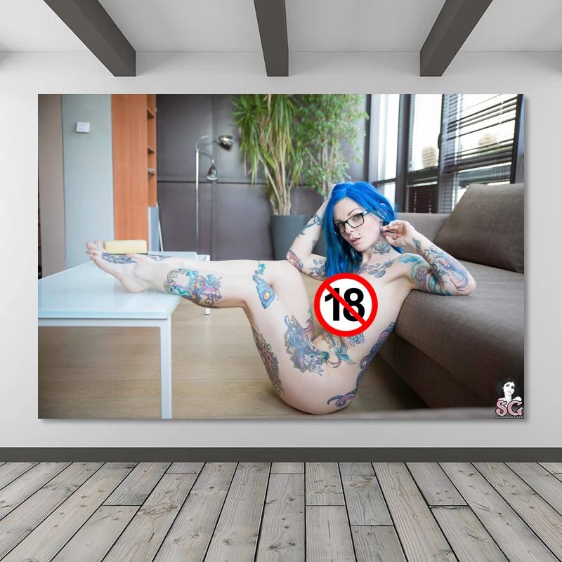 Sexy Rebel Girl Nudes Photo Tattoo Model Erotica Pussy Posters and Prints Modern Wall Art Canvas Painting Home Living Room Decor