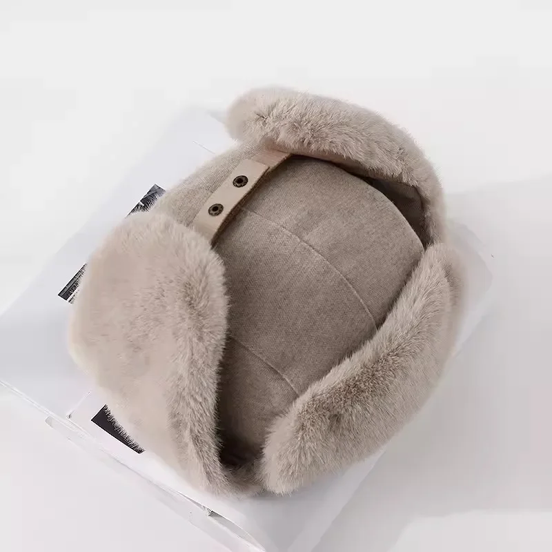 Winter Riding Warm Ear Protection Padded Pilot Cap Thickened Cold Cotton Cap Headgear Outdoor Lei Feng Cap Bomber Hat Ski Mask