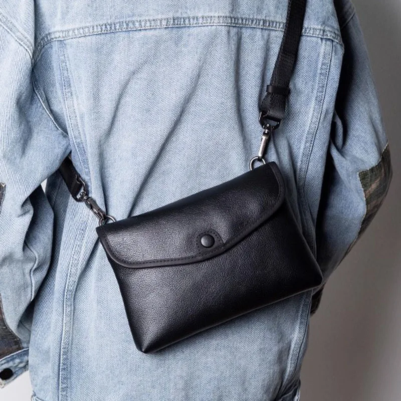 AETOO Dual-purpose men's bag, leather mini bag, ultra-thin single-shoulder crossbody bag, summer casual phone bag, envelope bag,