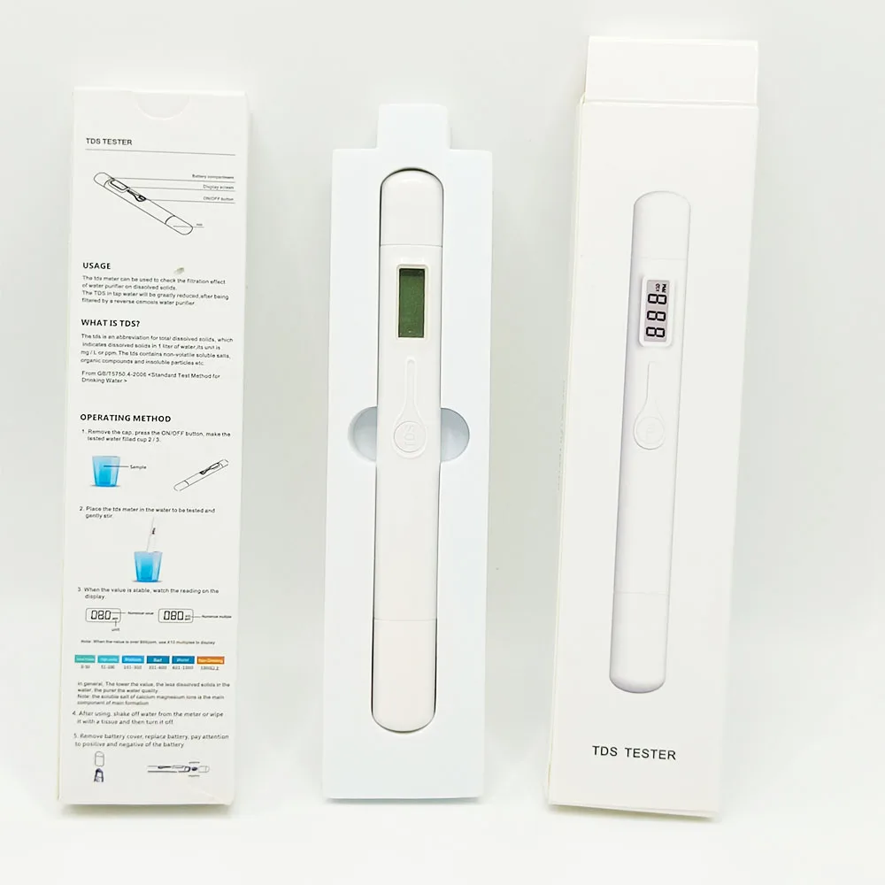 Gift Package Tds Meter Pocket Water Quality Tester Pen  For Drinking Water Beverage