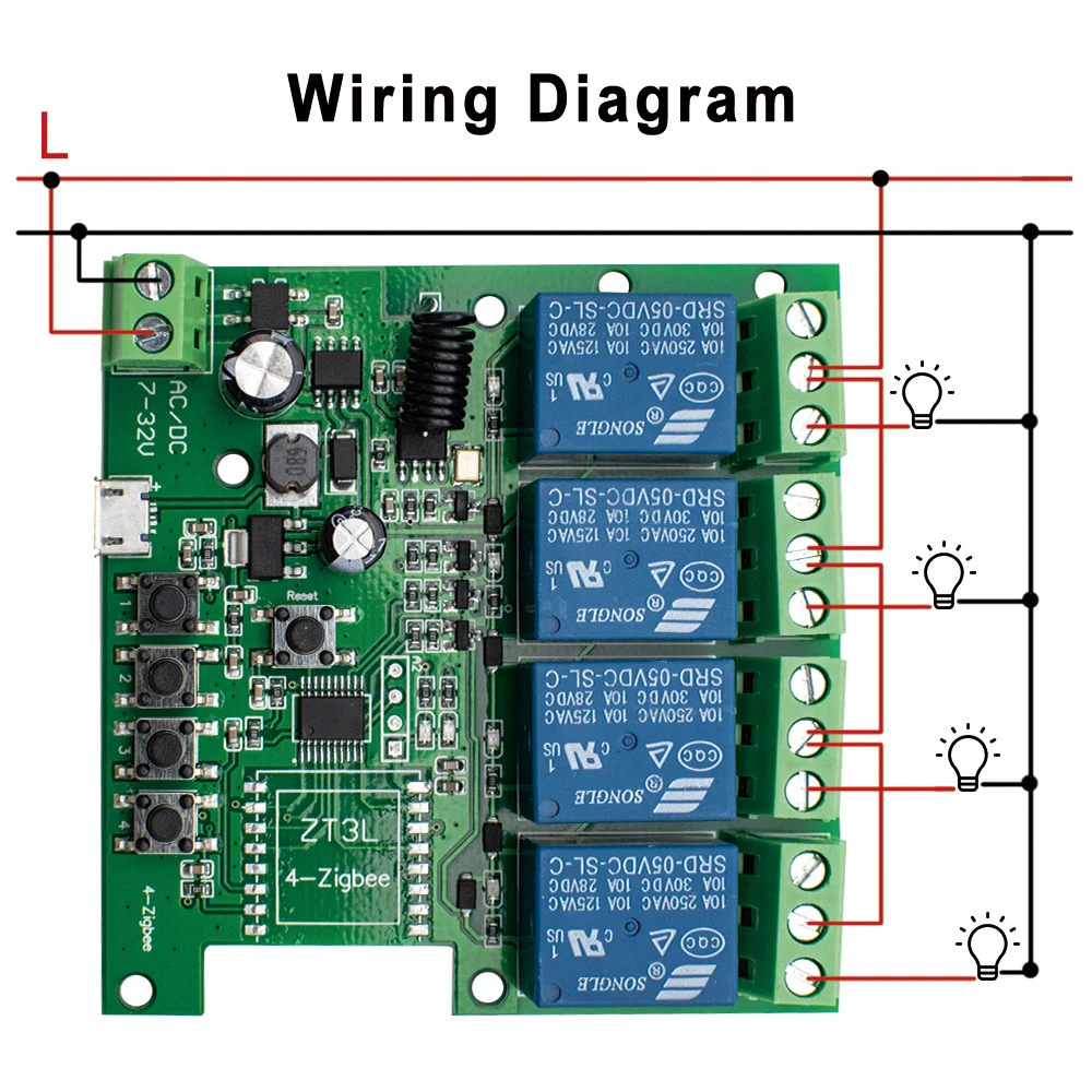 4CH Universal Garage Door Receiver 433mhz Remote Control Fixed Rolling Code HCS301 HCS300 HCS200 HCS201 HSC100 2262 2260 2264