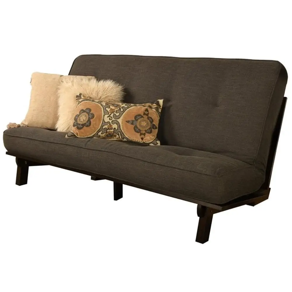 

Carson Full Size Futon Frame and Mattress Set Java Brown Finish Wood Futon Frame with Mattress Included in Charcoal Gray Color