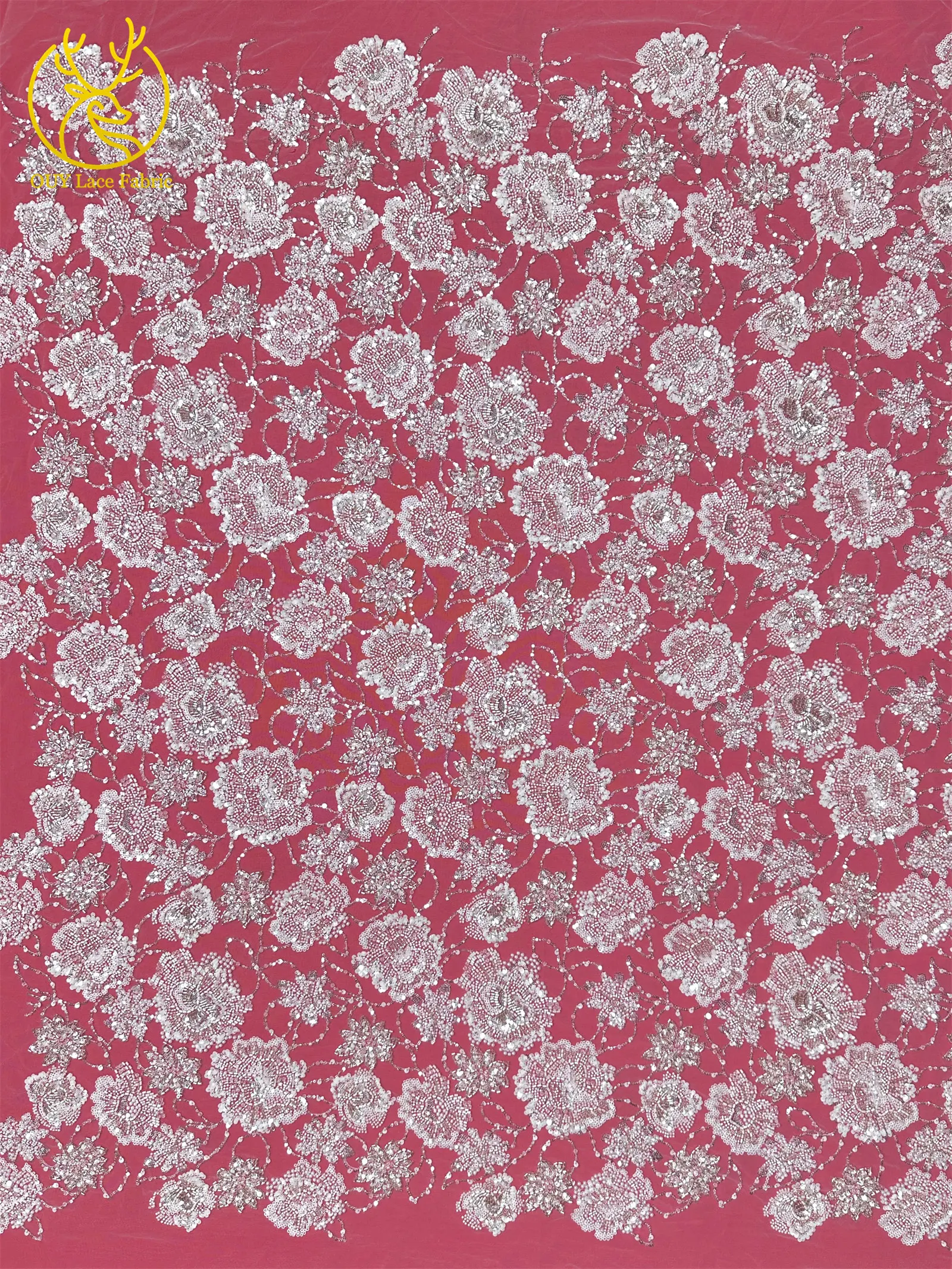 Luxuriöses High-End Nigerianisches Damen-Partykleid für Abschlussball 2026, Afrikanischer Bräutigam-Stickerei-Perlen-Spitzenstoff, Französische Pailletten-Spitze – Detail 11