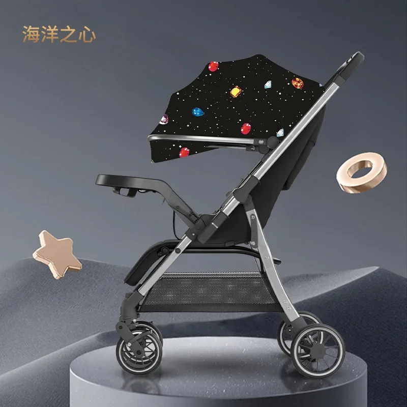 Bidirectional Baby Stroller Can Sit Lie Down Fold Shock Absorber Universal Four-wheel Stroller for Newborns