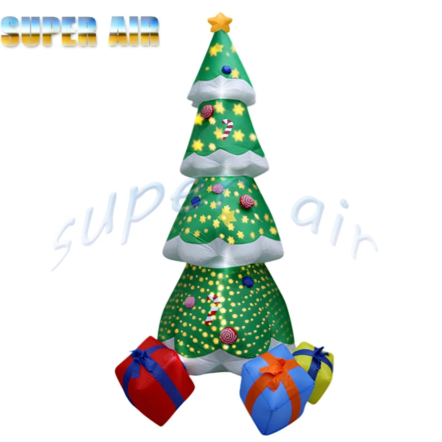 Free fan 6mH Christmas celebration decoration huge inflatable Christmas tree with gifts for party