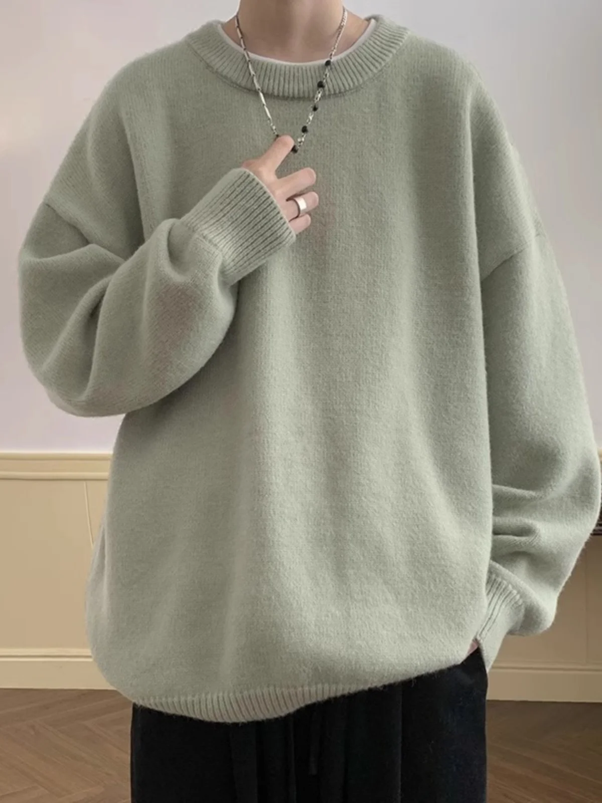 

Мужской свитер оверсайз в японском ретро-стиле, осенне-зимний, свободный, вязаный, модный бренд