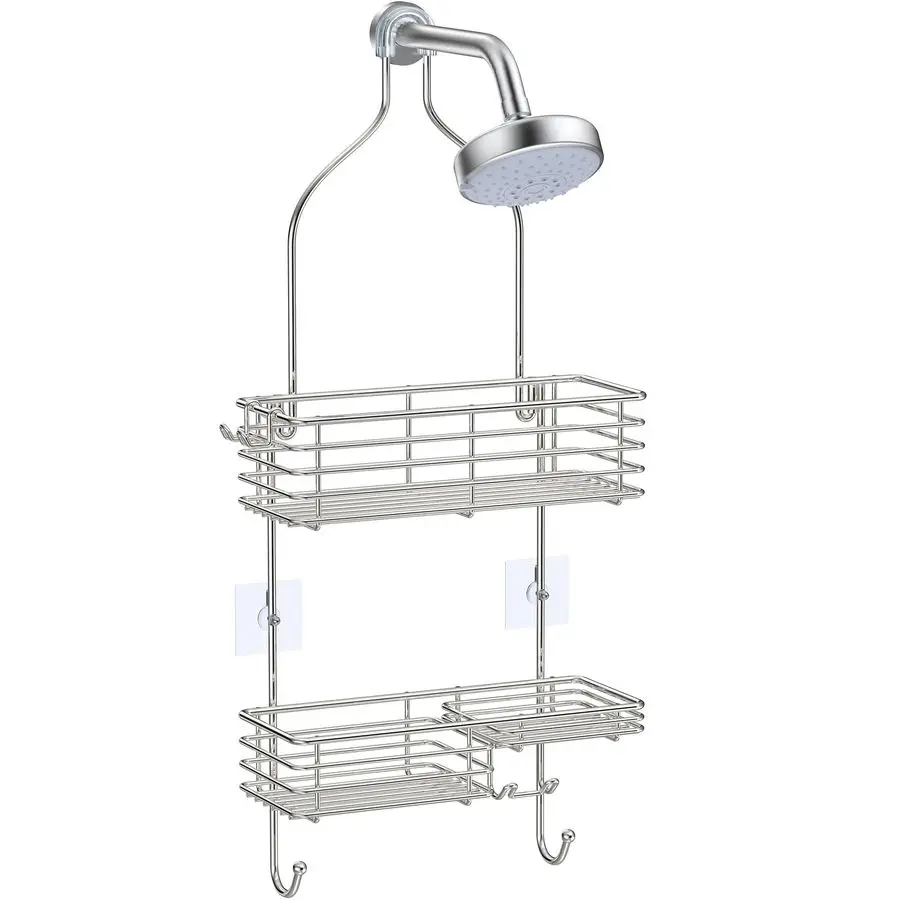 

Hanging Shower Head Caddy, Rustproof Bathroom Shower Shelf Organizer, SUS201 Stainless Steel Over The Storage Rack, for Toilet,