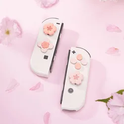 Pink Sakura Silicone Soft D-pad Cross Button ABXY Key Sticker Skin Case For Switch Oled NS Joy-con Thumb Stick Grip Cap Cover