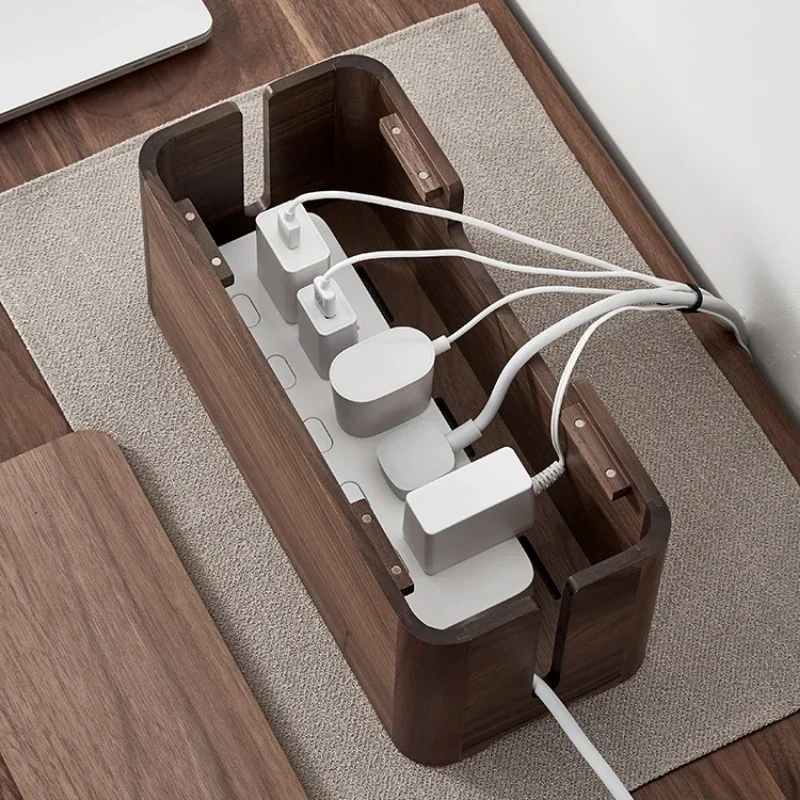 Simple Solid Wood Wire Storage Box TV Cabinet Power Plug Socket Plug Exposed Cover Box Desktop Junction Box Router Wiring