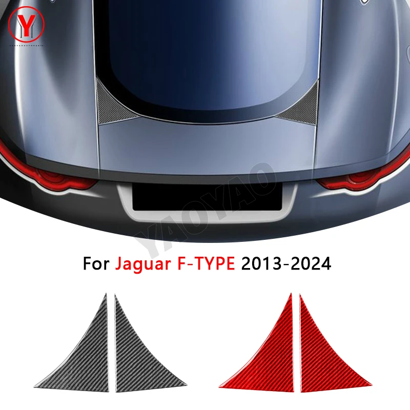 

For Jaguar F-TYPE 2013-2024 Real Carbon Fiber Sticker Truncated Triangular Trunk Side Cover Car Accessories