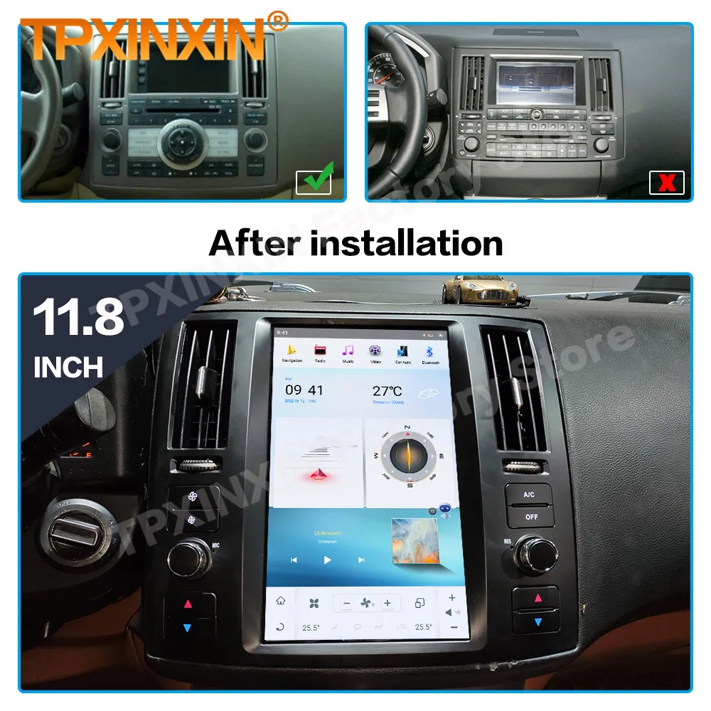 Android 11 Tesl- Screen Radio Receiver For Infiniti FX35 FX45 2004 2005 2006 2006 2007 2008 GPS Multimedia Player Head Unit