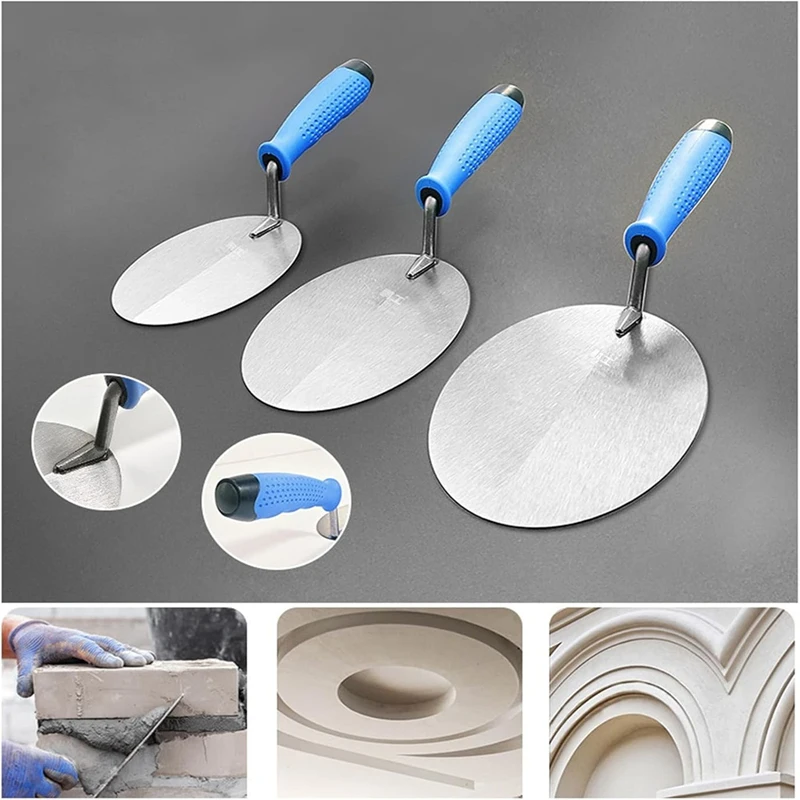 3Pcs Stainless Steel Trowel Forbricklaying Andplastering Forlong Lasting Use Inconstruction Floor Leveling