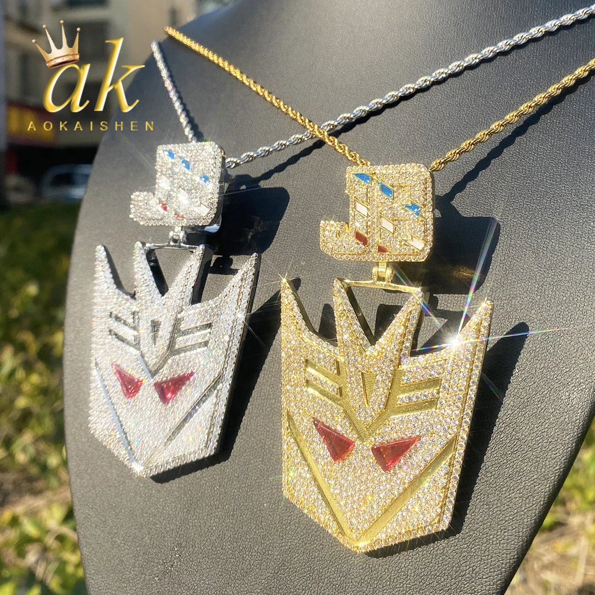 

Ожерелье-трансформер Aokaishen Iced Out для мужчин, позолоченное, с кубическим цирконием, в стиле хип-хоп