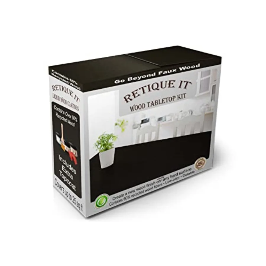 

Wood Finish Tabletop Kit Classic Black 8 oz Water Based Wood Paint for Furniture Restoration and DIY Projects Provides a Durabl