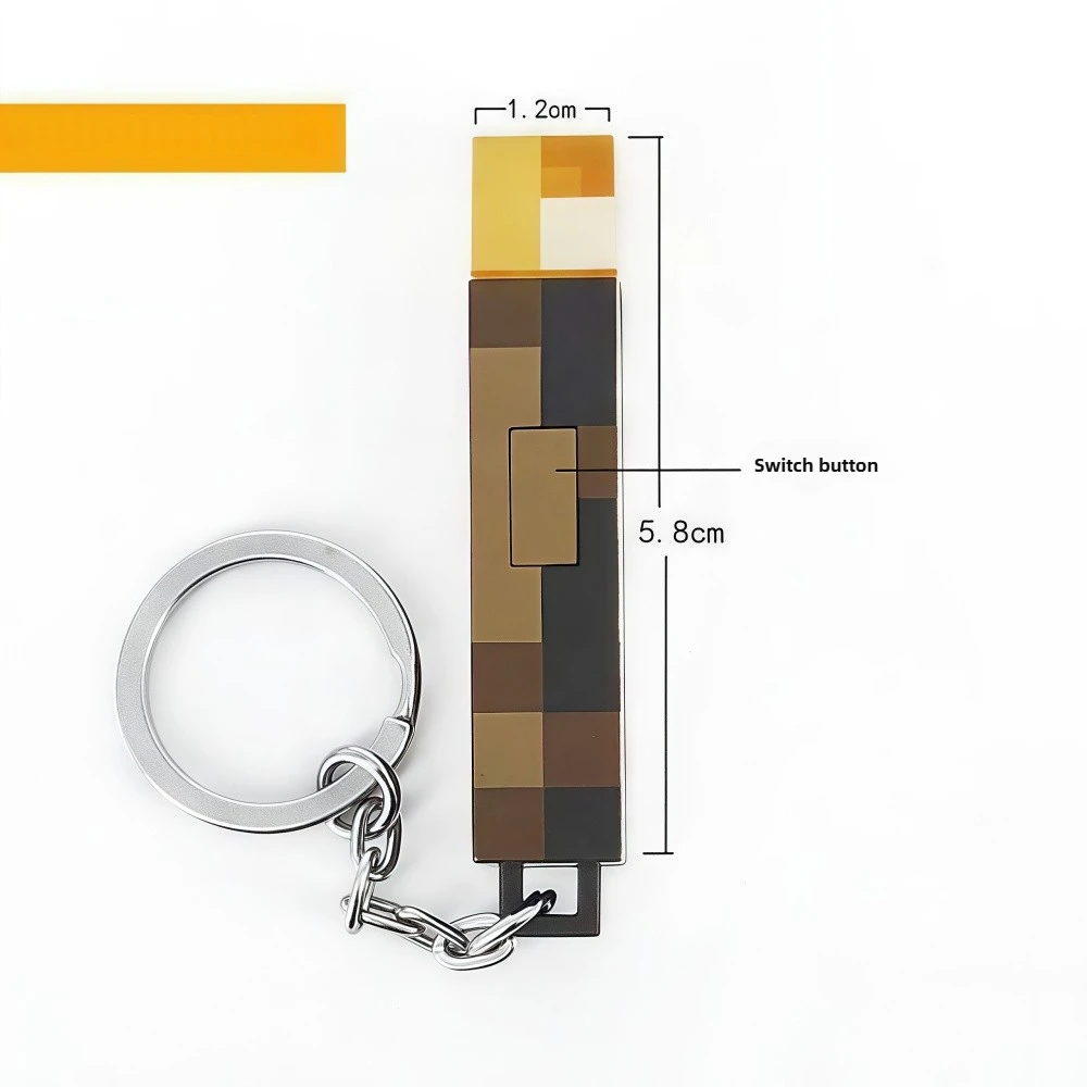 Glowing Pixel Style Mini Torch Keychain Portable LED Flashlight Toy Novelty Bag Charm Accessory Gift For Kids Adults Mini LED