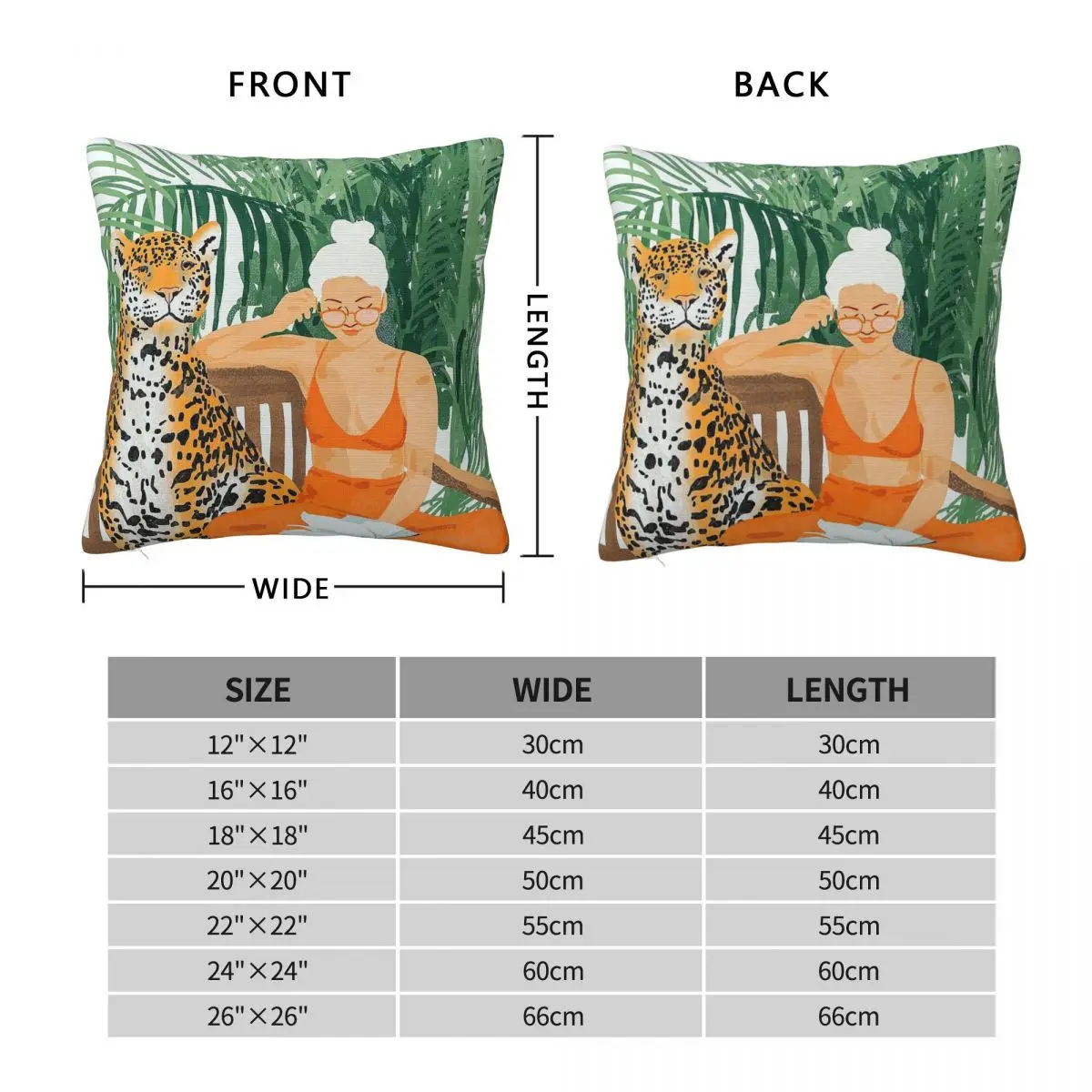 Jungle Vacation Woman Leopard Square Pillowcase Polyester Linen Velvet Pattern Zip Decorative Home Cushion Cover