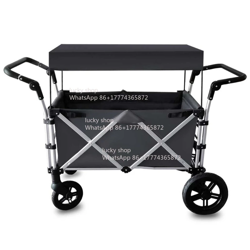 Aluminum Alloy Children's Trolley Double Handle Hand Push Folding Trolley Removable Ceiling