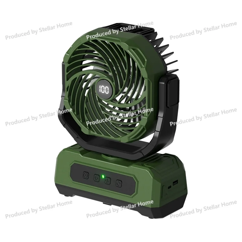 

Перезаряжаемый электрический вентилятор для кемпинга на открытом воздухе, ультра-портативный автоматический встряхивающий головку, большой бесшумный вентилятор