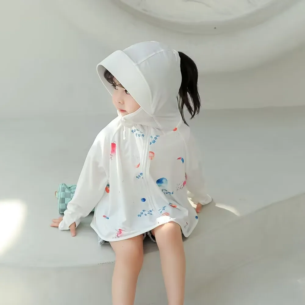 

Children's sunscreen clothing spring and summer boys' babies girls' ice silk breathable thin coat Sun protection clothing Sun pr