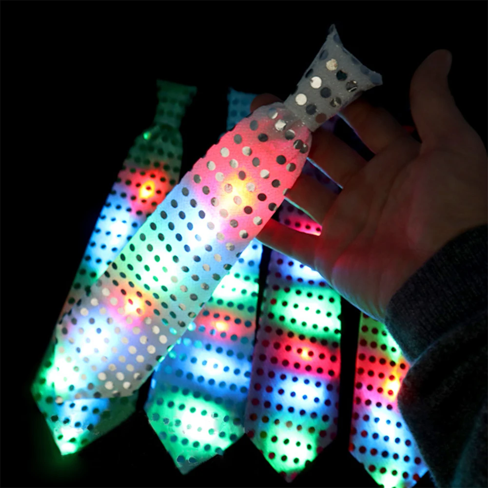 LED Light Up Ties For Men Multiple Color Lights Sequins Bowtie Flashing Necktie Glow In The Dark Tie For Holiday Rave Party Show