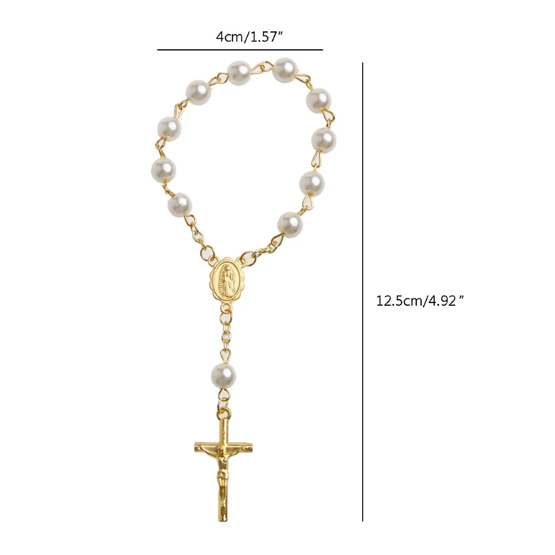 Baptism Mini Rosary Ivory Color Faux Pearls for Cross Bracelet Great for Christe