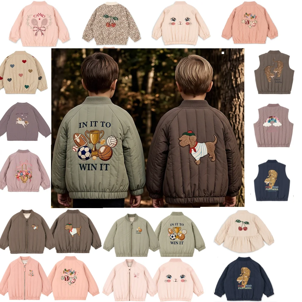 Children's Coat 2026 Autumn and Winter Printed Fashion Korean Edition Girls Jacket Pure Cotton Warm Boys Cotton Coat Wear Vest