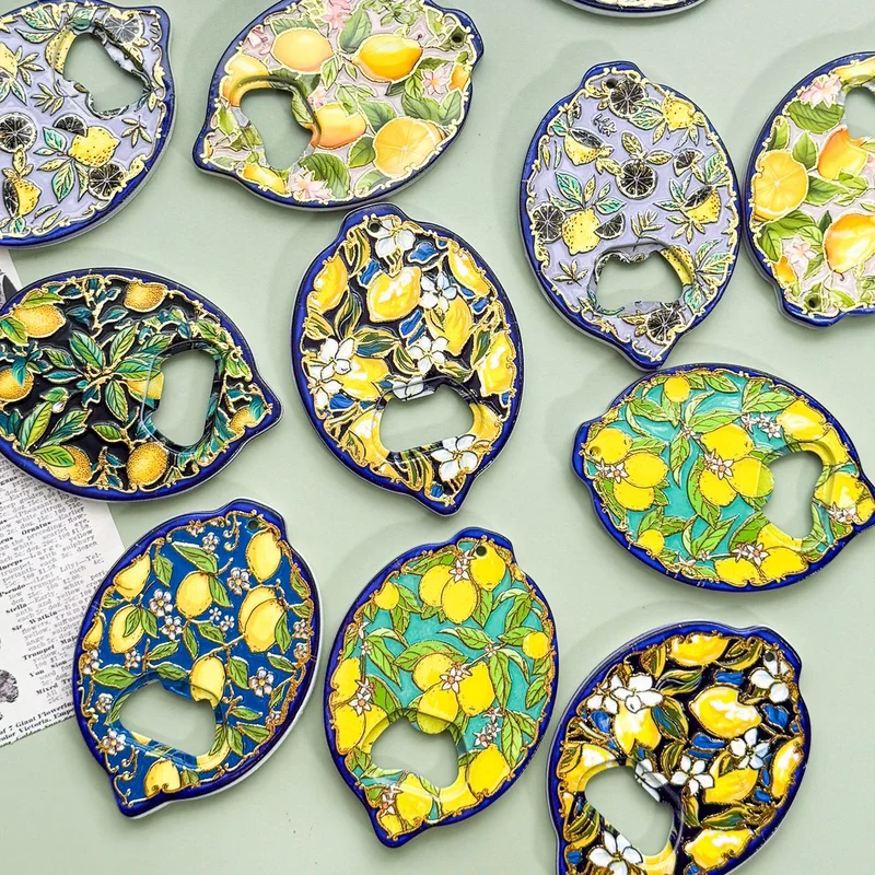 

Rural Style Lemon 3D Pattern Hot Stamping Relief Craft Refrigerator Sticker Bottle Opener Magnetic Sticker Home Decoration