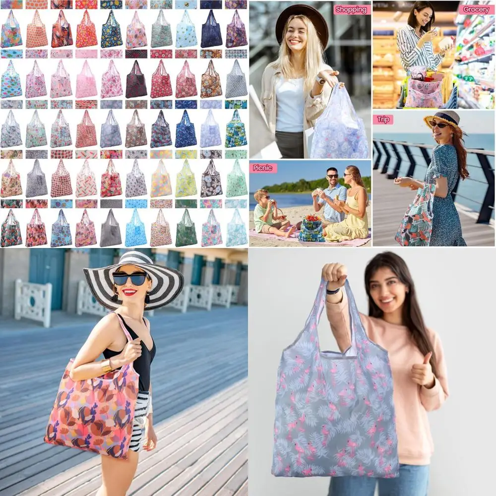 

Набор многоразовых продуктовых пакетов из 50 штук, складные и моющиеся сумки для оптовых покупок с сумкой для переноски, экологически чистые альтернатива для пла