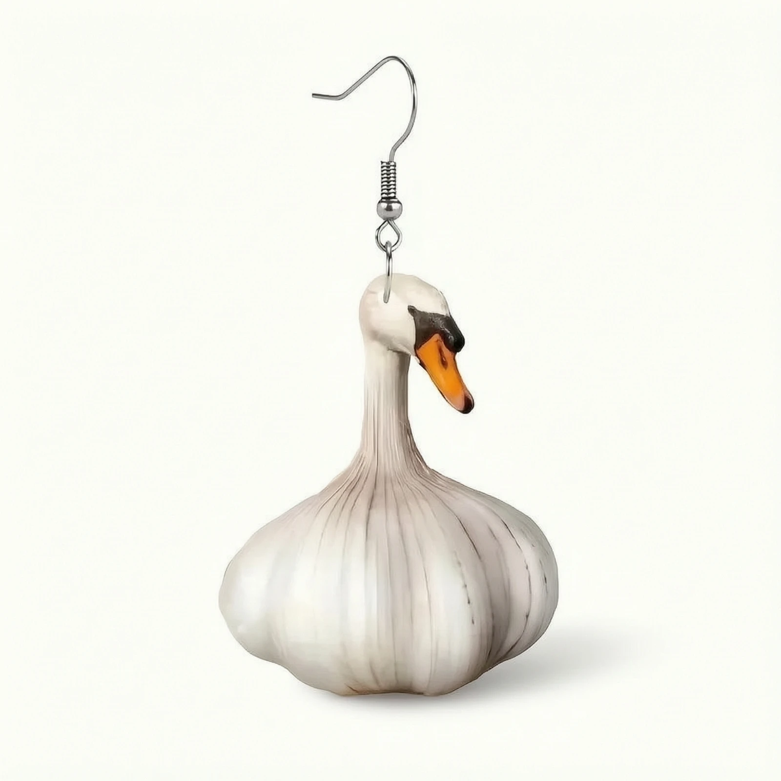 Garlic Earrings Unique Novelty Earrings Jewelry Silver-Tone Lifelike for Women, Costume Parties, Everyday Wear