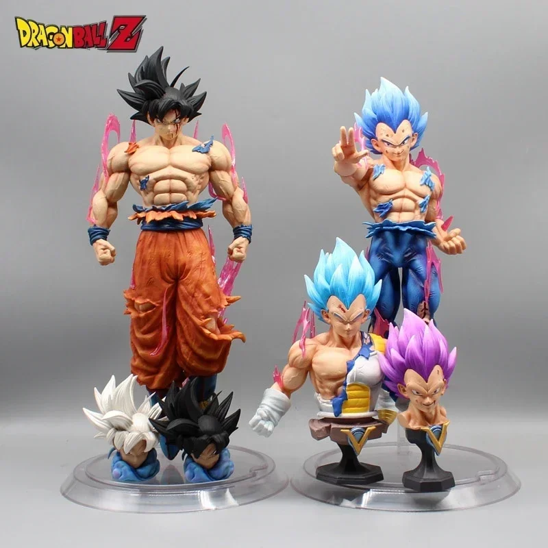 Dragon Ball Anime Figures Ultra Instinct Son Goku Action Figure Vegeta Figurine 3 Heads Replaceable Pvc Statue Model Toys Gifts