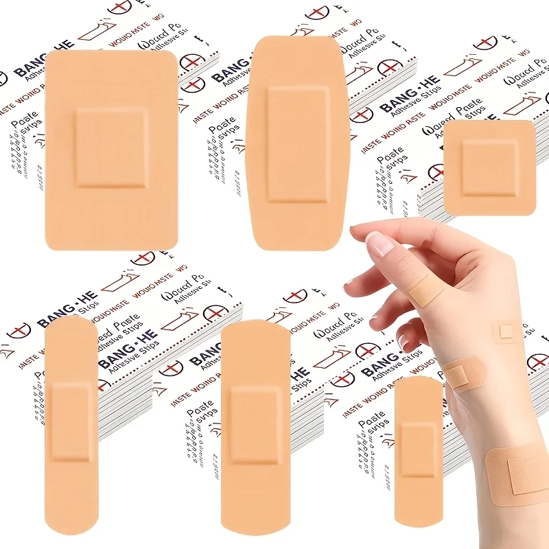 200-teilige Packung wasserdichter Pflaster, 6 Ausführungen, flexibel und langlebig, geeignet für Erste Hilfe und Hautwundpflege.