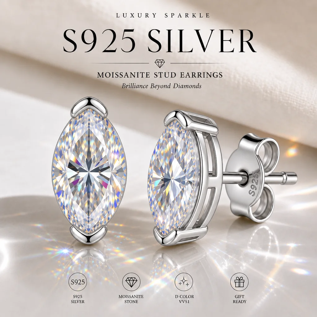 S925 Sterling Silber Strahlende Form 3EX Schliff Zertifizierter 2,0ct Moissanit Damen-Ohrringe Party-Schmuck Geschenke Mit GRA-Zertifikat – Detail 5