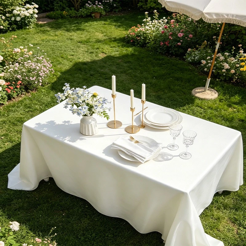 

1PC Satin Tablecloth Rectangle Silky Smooth Wrinkle Resistant Bright Table Cover for Wedding Party Banquet Christmas Home Decor