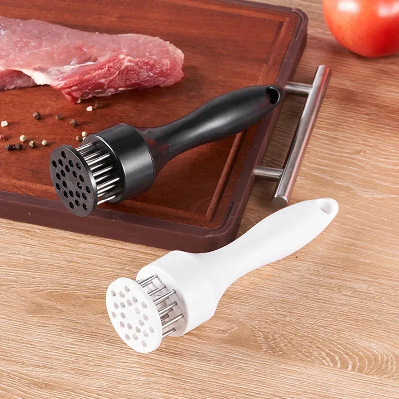 Meat Tenderizer Stainless Steel Meat Looser 16 Needle Automatic Spring Meat Hammer Rib Breaking Perforator Kitchen Gadgets