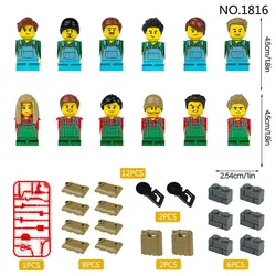 No.1816 Building Block Toys Different Mini Characters Action Figures Worker Farmer Compatible Building Blocks Kids Toys