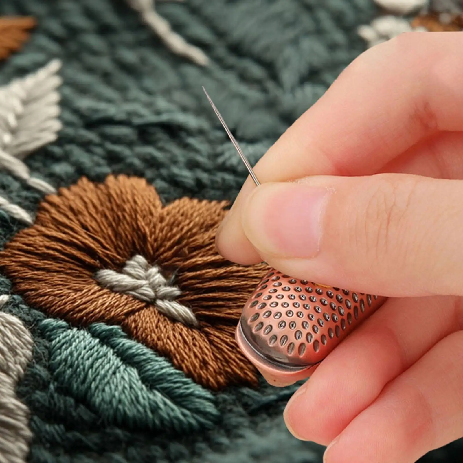 

Quilting Embroidery Thimble Metal Ring Finger Guard Sewing Accessories Tool for Hand Sewing Patchwork Needs