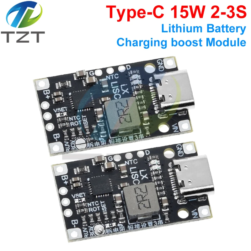 TZT Type-C USB 2/3S BMS 15W 8.4V 12.6V 1.5A Lithium Battery Charging Boost Module With Balanced Support Fast Charge